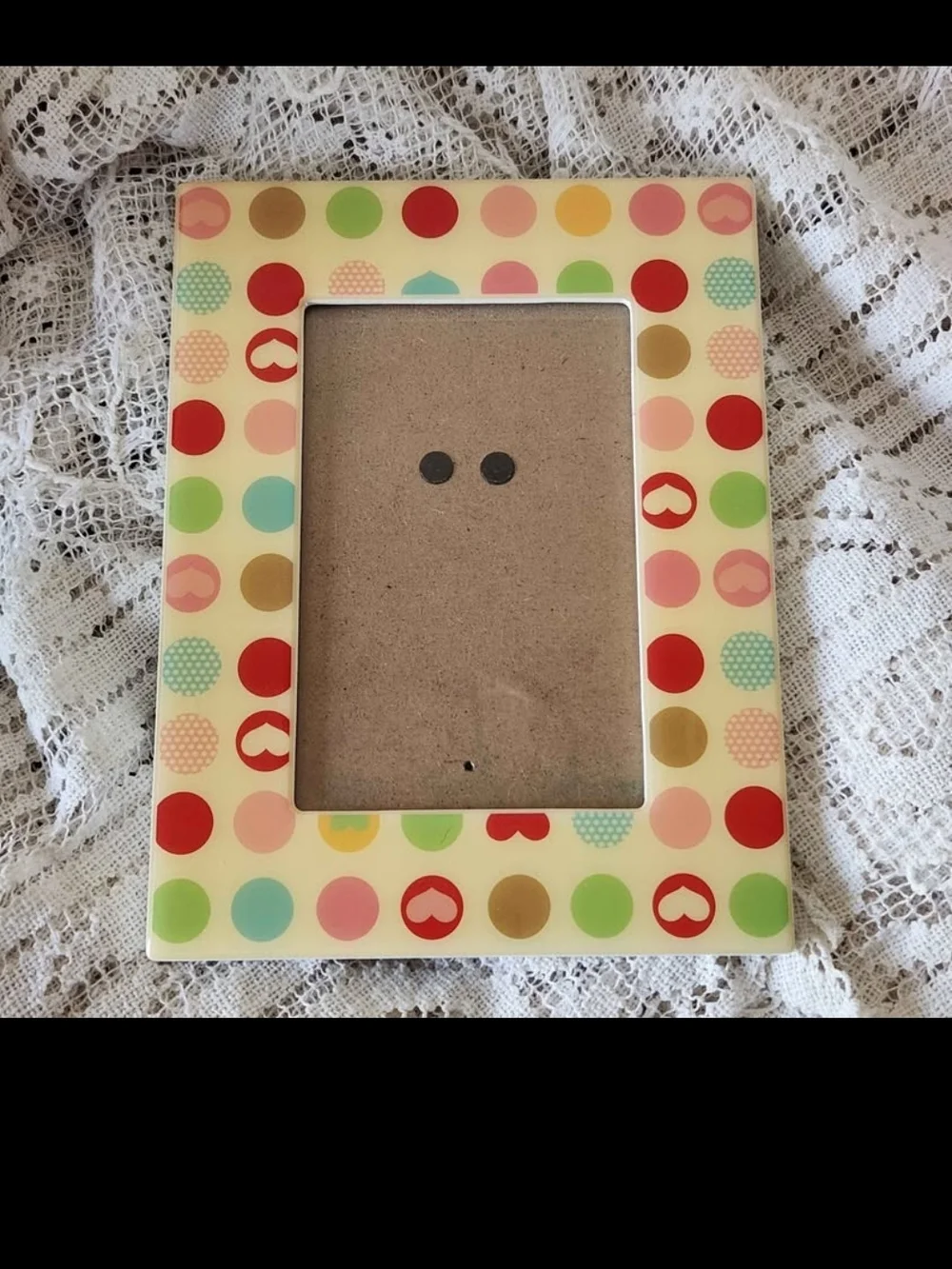 Colorful Polka Dot Heart Picture Frame